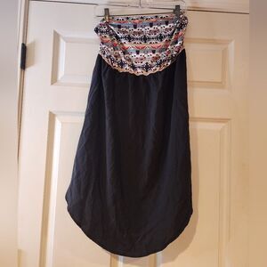 Shein Black Aztec print strapless mini dress 1X